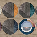 Stylish Round Rugs with Geometric Patterns and Colorful Designs for Home Interior Decor