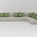 Light Gray Sectional Sofa with Green Cushions in Modern White Background 3d model
