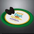 Making Ramadan Dua Guidance Label On Green Plate With Dark Chocolates