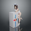 Anime Female Character With Rabbit Ears Leaning On White Animeillo Phon Box
