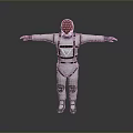 White Astronaut Spacesuit Costume With Red Helmet And Protective Design Elements 3d model