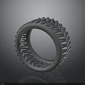 Car Tire With Deep Tread Pattern 3D Render On Gray Background