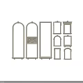 Decorative Hardware Tools with Assorted Arched Rectangular Carved Frames and Ornate Patterns 3d model