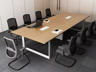 Enterprise conference room conference table conference chair wood veneer 3d model