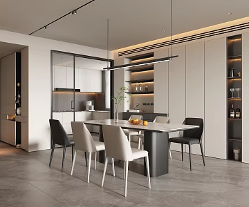 Modern Simple Home Restaurant Home Restaurant Dining Table and Chair Combination Open Restaurant Custom Sideboard Leather Dining Chair 3d model