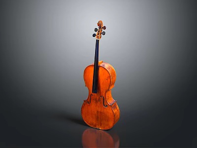 Brown Wooden Household Decorative Violin With Carved Head And Reflective Surface 3d model