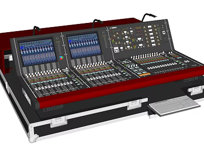 Professional Commercial Audio Mixer Equipment With Multiple Screens And Control Panels 3d model