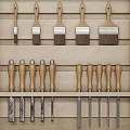 Modern tool cabinet woodworking tool combination claw hammer chisel hand planer metal ruler back saw hand saw triangle ruler inner saw wire pliers 3d model