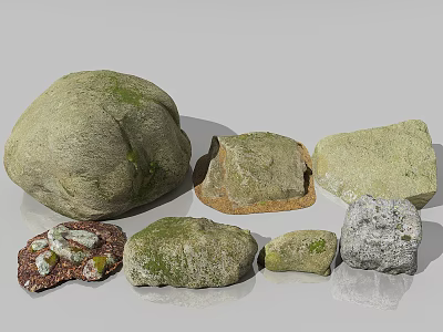Stone Granite Stone Ground Stone Ground Moss Stone Forest Ground Primeval Forest Pavement Stone Pile Sand Stone Shaped Stone Mine 3d model