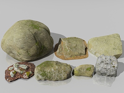 Stone Granite Stone Ground Stone Ground Moss Stone Forest Ground Primeval Forest Pavement Stone Pile Sand Stone Shaped Stone Mine 3d model