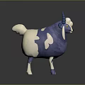 Cute Blue And White Cartoon Sheep With Blue Horns And Plump Body