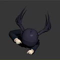 Anime Style Female Character 3D Model With Purple Twin Tails Blue Skirt And Red Shoes
