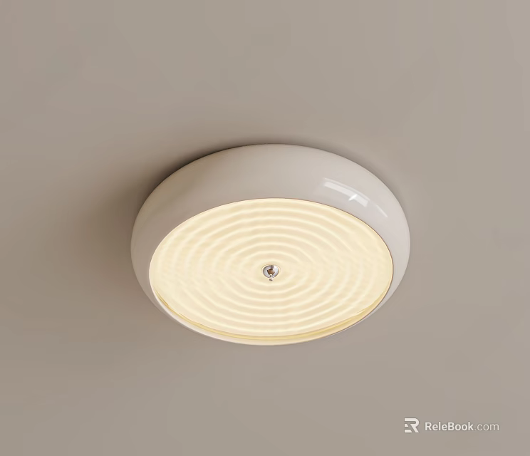 Inflatable Round White Ceiling Light with Ripple Design and Warm Yellow Glow 3d model