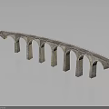 Architectural Stone Arch Bridge Model With Railway Track And Multiple Stone Arches 3d model