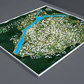 Professional Commercial 3D Urban Terrain Model Display Equipment with River and Roads