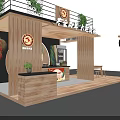 Laojin Mofang Exhibition Booth Display With Simple Style Wooden Structure Green Plants And Tables