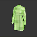 Classic Plaid Pattern Dress With Long Sleeves And White Collar Design