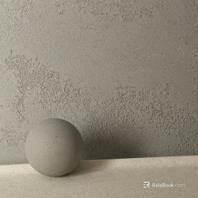 Gray Textured Wall With Spherical Object On Light Colored Surface 3d model 