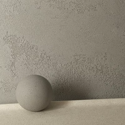 Gray Textured Wall With Spherical Object On Light Colored Surface 3d model