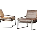 Modern Leisure Chair With Leather Upholstery Metal Frame And Neutral Tones For Contemporary Living Spaces