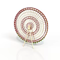 Colorful Ferris Wheel Architectural Structure With Red Green Decorations And Metal Framework