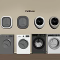Poliform Washing Machines Featuring Different Wall Mounted and Floor Standing Models 3d model