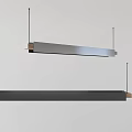 Modern Slim Linear Chandelier With Metal Frame And Wooden Decorative Accents