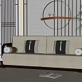 New Chinese-style double sofa 3d model