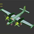 Realistic Passenger Aircraft 3D Model With Twin Engines White Fuselage And Yellow Propellers
