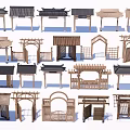 Various Traditional Memorial Archway Designs With Wooden Structures And Rooftop Details