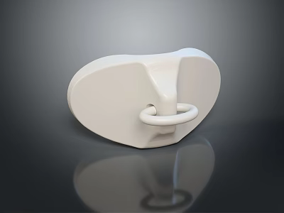 White Heart Shaped Decorative Item With Central Ring On Black Background Showing Clear Reflection 3d model