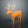 3D Orange Deer Model With Curly Antlers And Blue Glowing Eyes 3d model