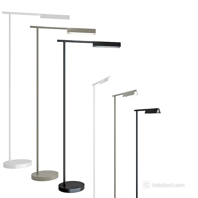 Contemporary Floor Lamps With Minimalist Design And Sleek Black White Silver Styles 3d model 