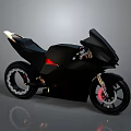Black Futuristic Motorcycle With Sleek Body Modern Design Gold Accents And Red Details
