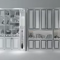 Brown And White Wooden Bookcase Interior Design With Glass Doors Multiple Compartments And Decorative Items
