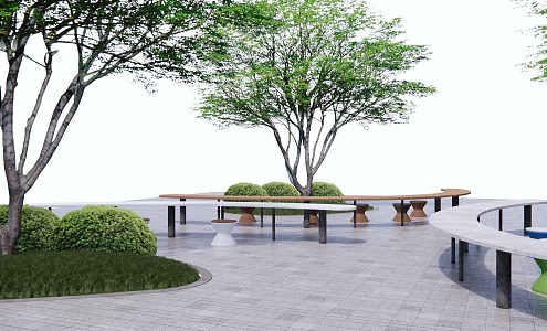 Modern Outdoor Chair Outdoor Bar-shaped Sitting Stool Combination Table and Chair Outdoor Bar Special-shaped Sitting Stool Under-forest Space 3d model