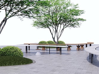 Modern Outdoor Chair Outdoor Bar-shaped Sitting Stool Combination Table and Chair Outdoor Bar Special-shaped Sitting Stool Under-forest Space 3d model