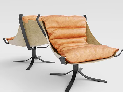 Modern Office Chairs With Orange Cushions Black Metal Star Shaped Base And Linen Backrest 3d model