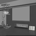 High Definition Projection Monitoring System With Smart Security Features In Modern Living Room Interior