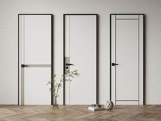 Modern swing door single door combination 3d model