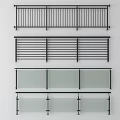 Various Modern Railing Designs Featuring Metal Bars And Glass Panels 3d model