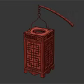 Traditional Chinese Wooden Lantern Furniture With Intricate Carved Lattice And Hanging Handle