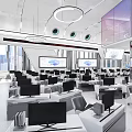 Modern Monitoring Room With High Tech Workstations And Screens