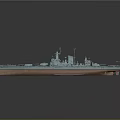 Detailed Battleship Model As Historical Water Transport With Turrets And Upper Structures