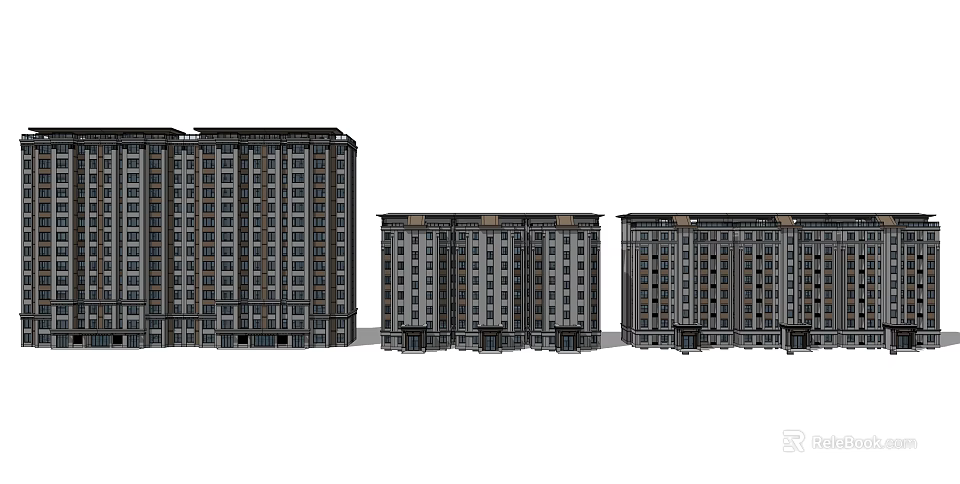 Modern Residential Building Exterior Design With Multiple Structures And Window Details 3d model
