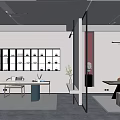 Modern Teahouse Interior Design With Tea Sets Display Shelves Wooden Tables And Hanging Lights