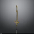Golden Scepter With Ornate Decorative Chains Spiked Top And Crystal Base