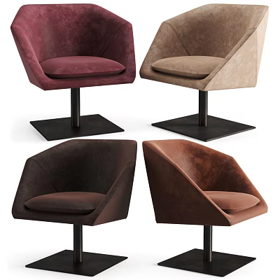 Modern Multi Colored Accent Chairs With Swivel Square Base And Upholstered Seats 3d model