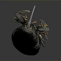 Close up view of black striped beetle with orange antennae on smooth dark surface
