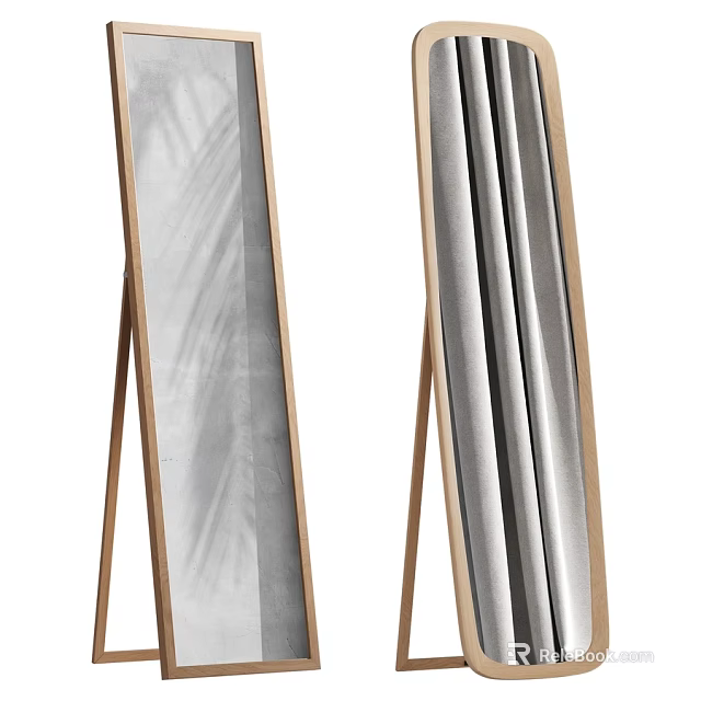 Modern Wooden Frame Floor Mirror With Sleek Surface And Minimalist Design 3d model 